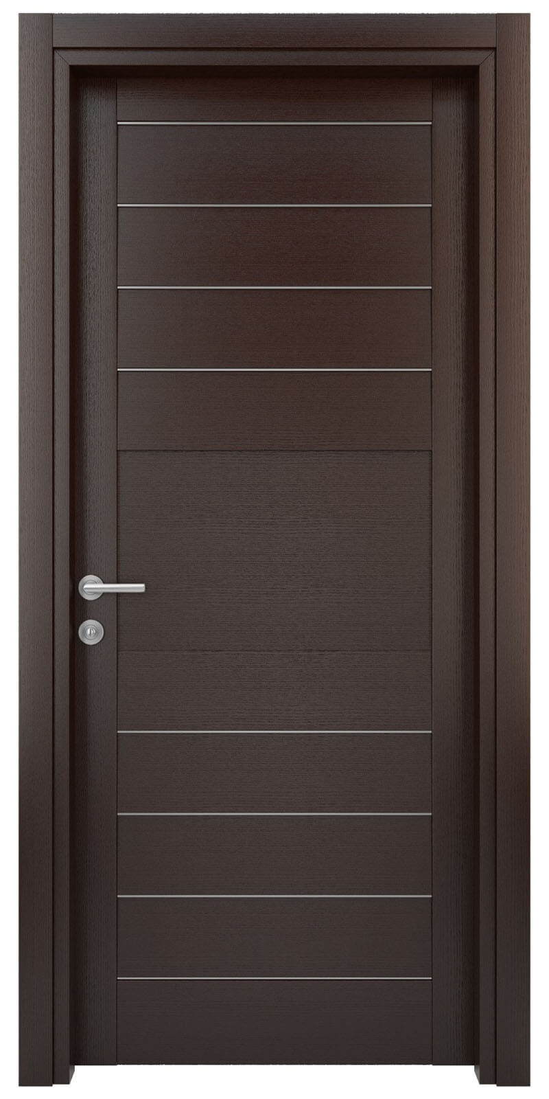 Italian doors with panels and the addition of several aluminum strips